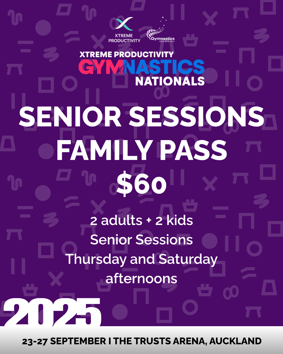 XP Gymnastics Nationals senior session family pass $60
