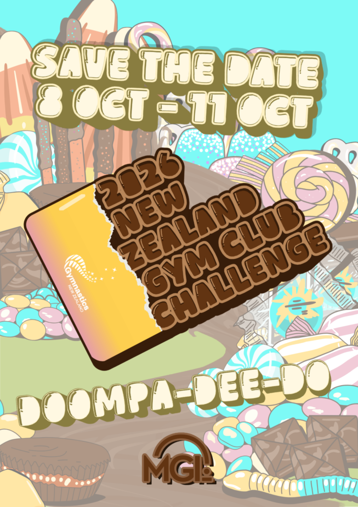 Gymnasts in costumes lined up in their teams for the NZ GymClub Challenge