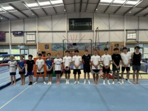men's gymnast line up for training squad
